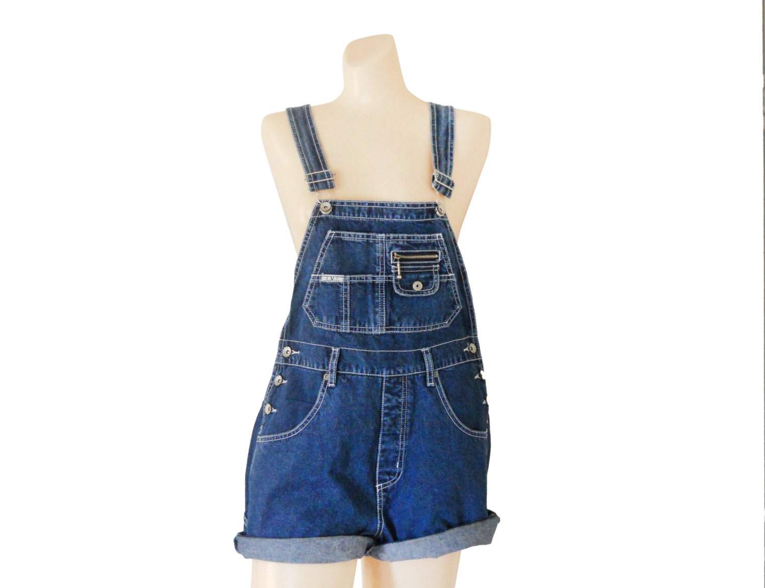 Deadstock Women Denim Overall Shorts Denim Shortall Denim Bib