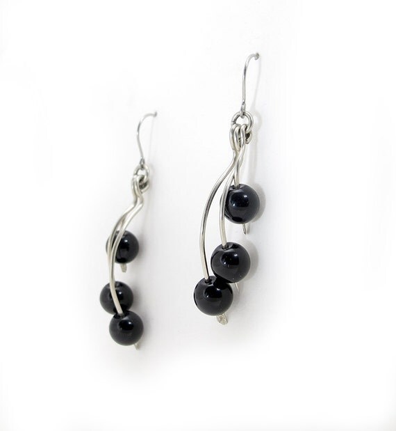 Onyx Chandelier Earrings Silver Onyx Dangle Earrings