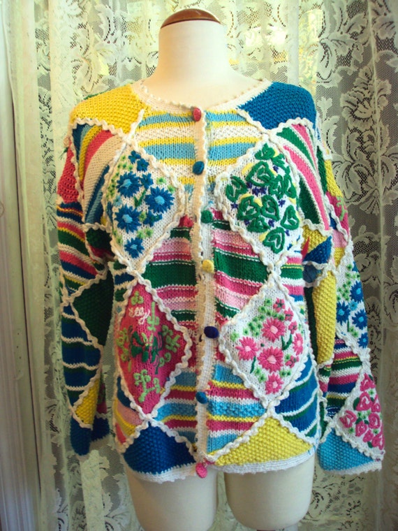 Vintage Lilly Pulitzer Patchwork Cardigan Sweater