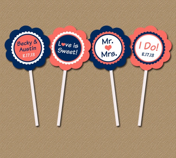 Bridal Shower Cupcake Toppers Personalized Modern Printable