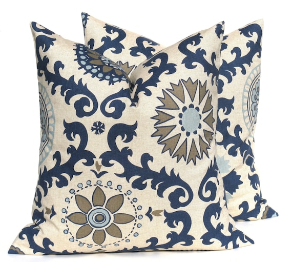 Decorative Throw Pillows Blue Pillow .Blue Tan by EastAndNest