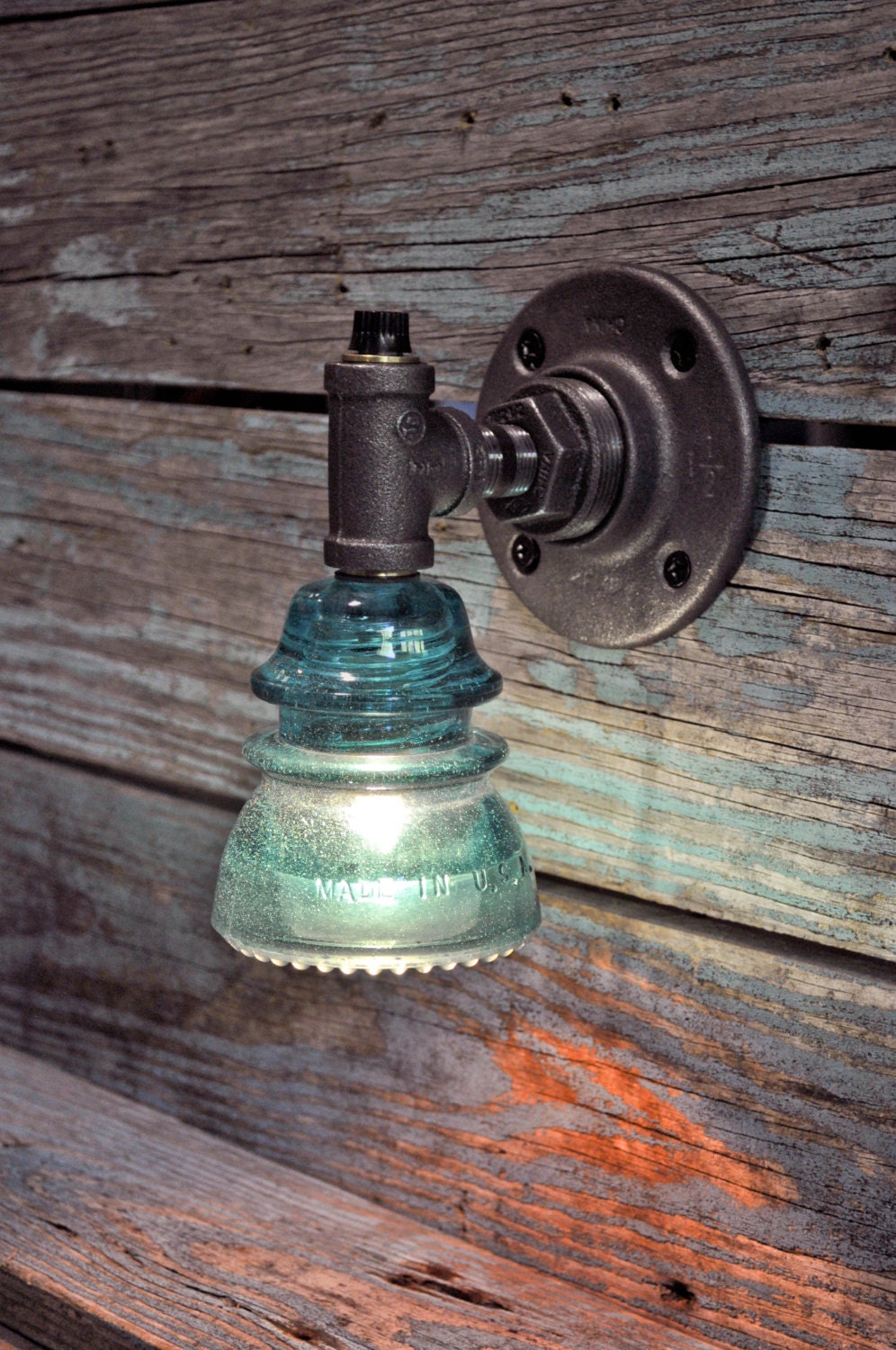 Glass Insulator Wall Sconce Light with BuiltIn Switch