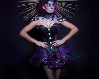 Day of the Dead Costume Dia De Los Muertos Steel-boned Corset