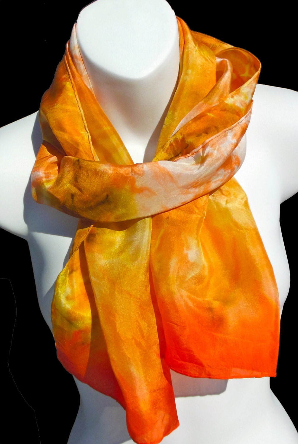Orange Cream SILK SCARF. Hand Painted Silk Scarf by New York