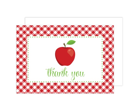 Apple Thank You Cards Apple Folded Note Card Teacher Thank