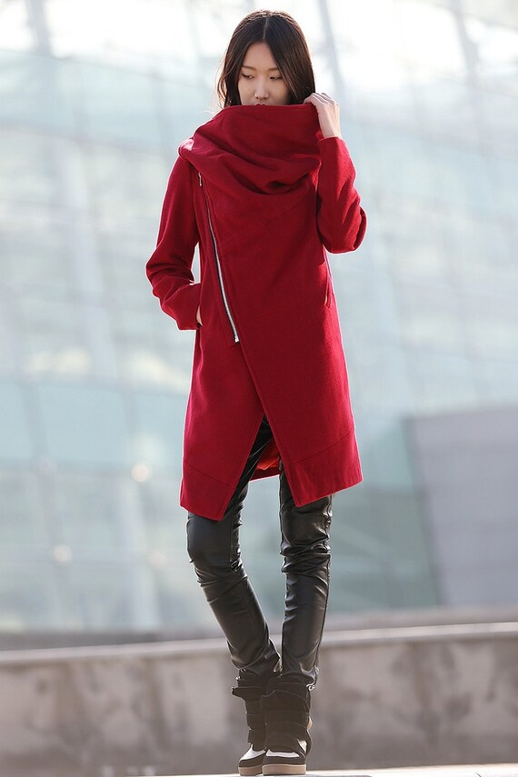90% wool wine red jacket winter coats for women