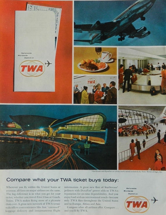 Items Similar To Twa Ad - 1960's Aviation, Airlines Advertising, Twa 