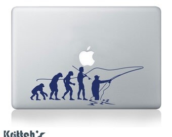 Evolution of Fly Fishing Vinyl Decal fits car window, laptop and so much more, 26 colors and custom sizes available K549