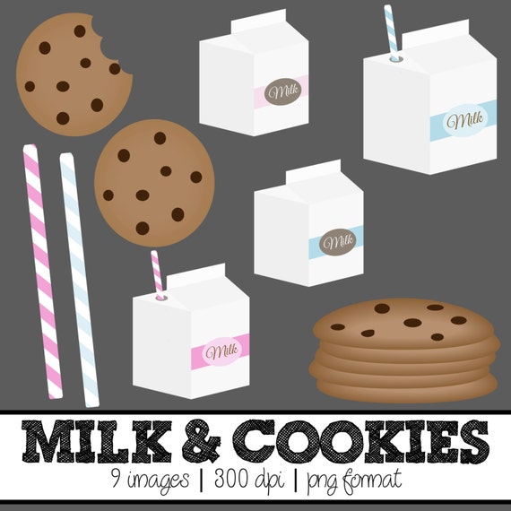 Items similar to Milk & Cookies Clipart // Chocolate Chip Cookies Clip