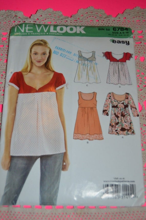 New Look 6784 Womens Top Sewing Pattern - UNCUT - Sizes 6 - 16