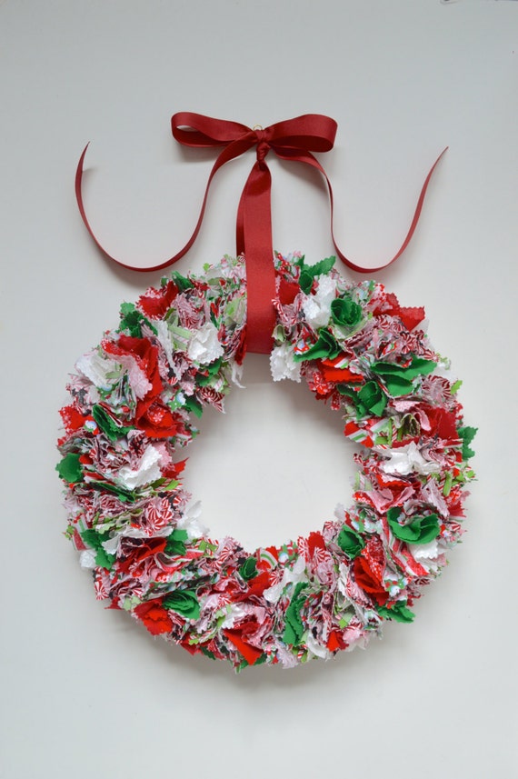 Items similar to Christmas Fabric "Scrap" Wreath on Etsy