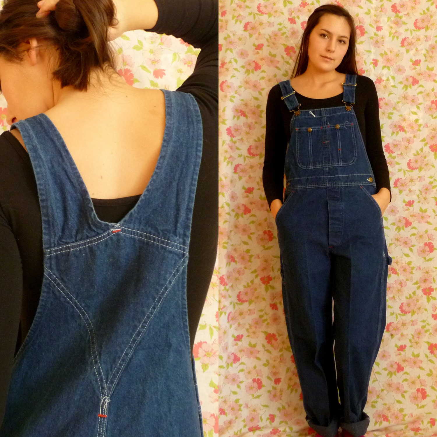 Vintage Unisex Dark Wash Denim Overalls// Classic // 32 X 32