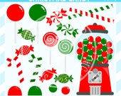 CIJ SALE - Christmas Candy Clip Art - Cute Sweet Shop Clip Art - Christmas, Gumball Machine, Lollipop, Peppermint, Candy Cane, Red, Green Il_170x135