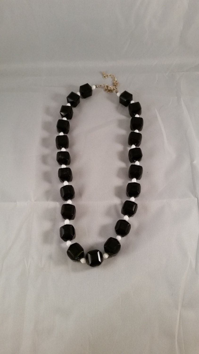 Black Lucite Necklace Vintage Genuine Lucite by VintageJewelrySpot
