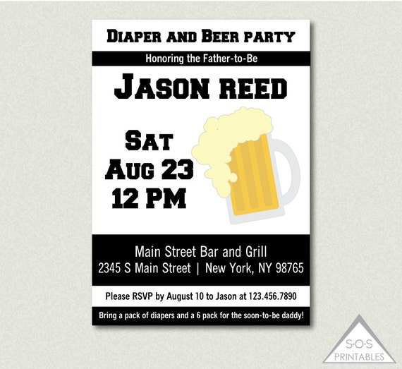 Diaper and Beer Party Invitation Beer and Diaper by SOSPrintables