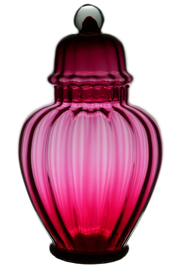 Cranberry Red Glass Jar and Lid Vintage English