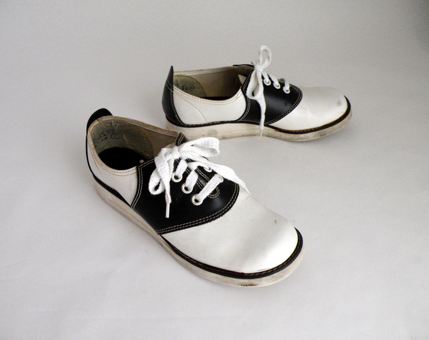 Vintage Cheerleader Shoes Black and White Saddle Shoes Women