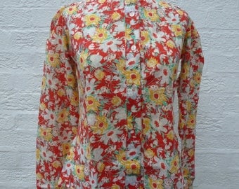 Blouse size 10 laura ashley blouse 70s vintage blouse floral 70s blouse clothing womens shirt summer blouse ladies 70s clothing ladies vtg.