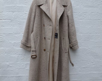 Coat ladies vintage clothing 70s coat winter wool coat size UK16 clothing outerwear womens coat long vtg 1970s wool clothing made in England
