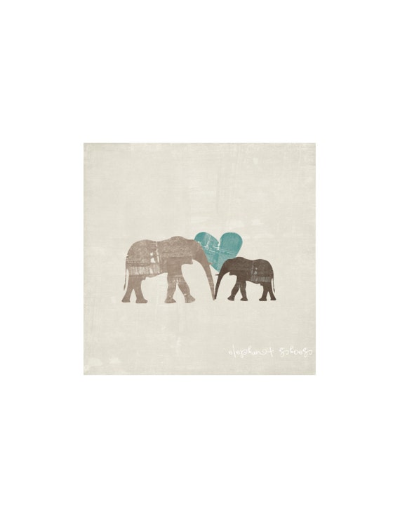 Mama Elephant & Baby Elephant Nursery Art Print