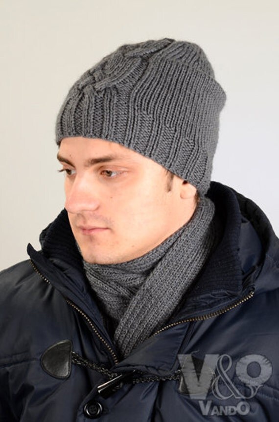 Items similar to Gray men knit wool hat on order. on Etsy