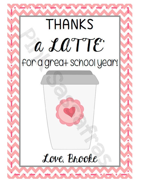 Thanks a Latteu0026#39; Teacher Gift Tags by PinkSassafras on Etsy