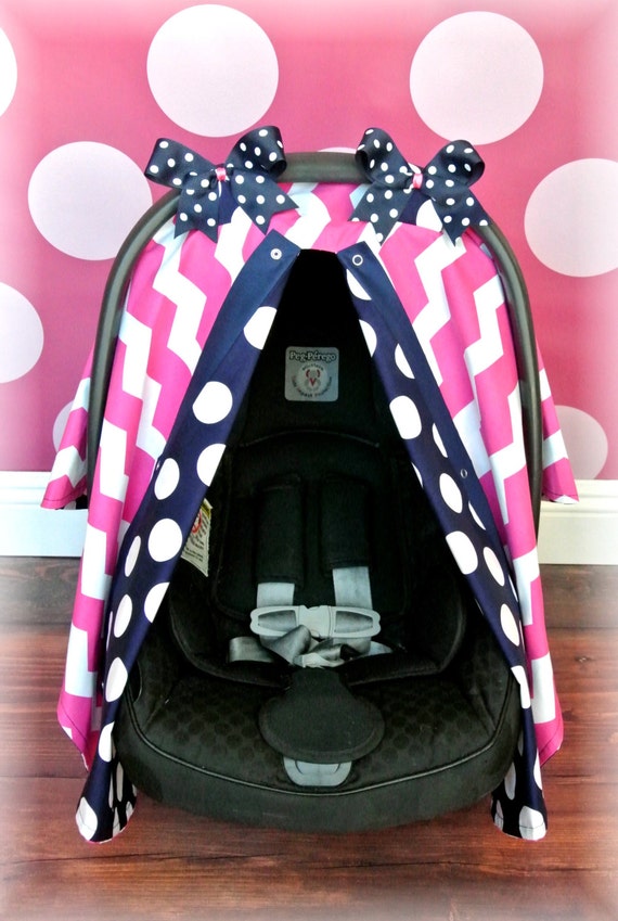 Items similar to NAVY, HOT PINK, car seat canopy, car seat cover