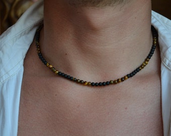 Red Tiger Eye Necklace for Men Wolf pendant Tribal Native