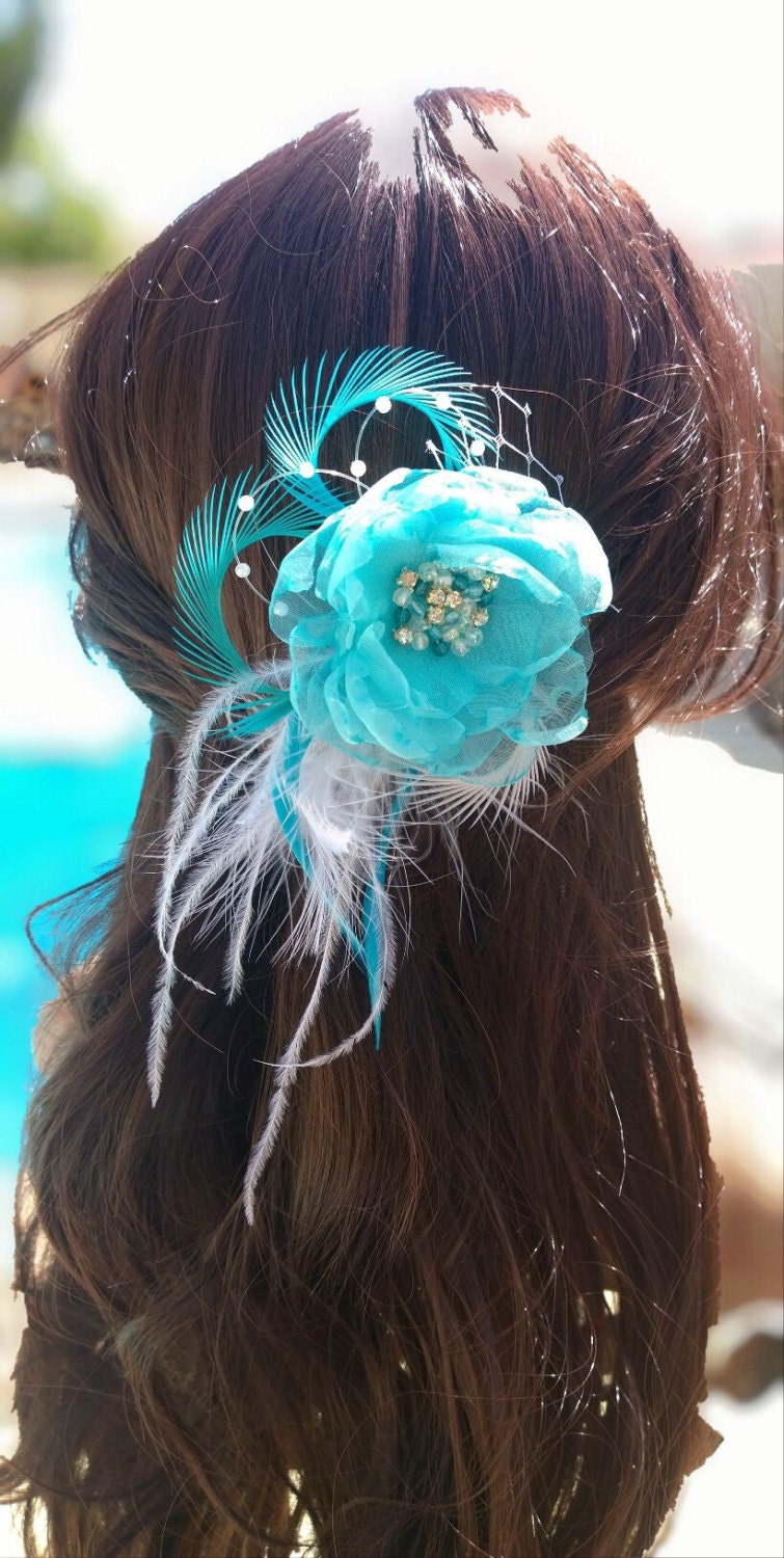Turquoise Wedding Hair Piece Bridal Clip Wedding Hair Clip