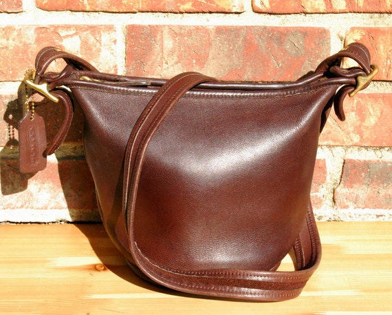 Vtg. COACH Mini Bucket Bag in Mahogany Brown // Zip Top