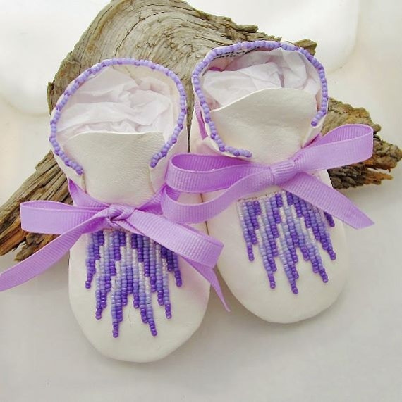 Items similar to Native American Beaded Baby Moccasins and Soft Soled ...