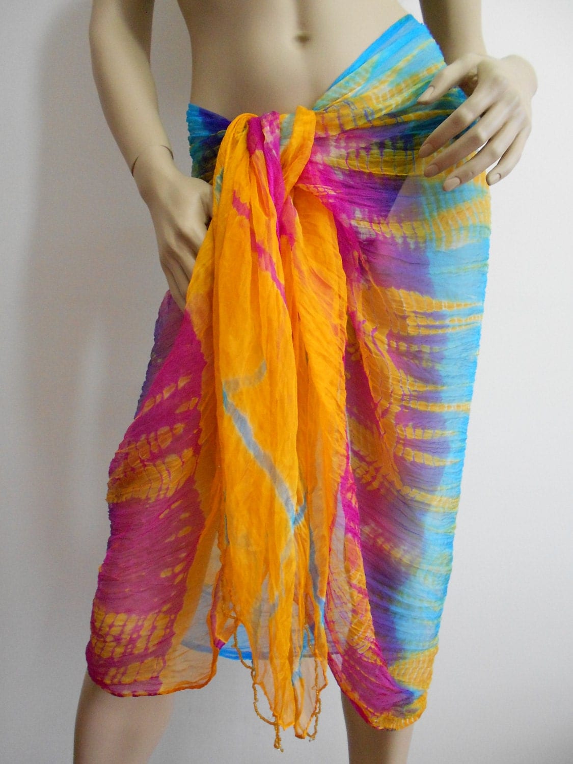 Ombre Pareo Scarf Summer Beach Wrap Spring Scarf Multicolor