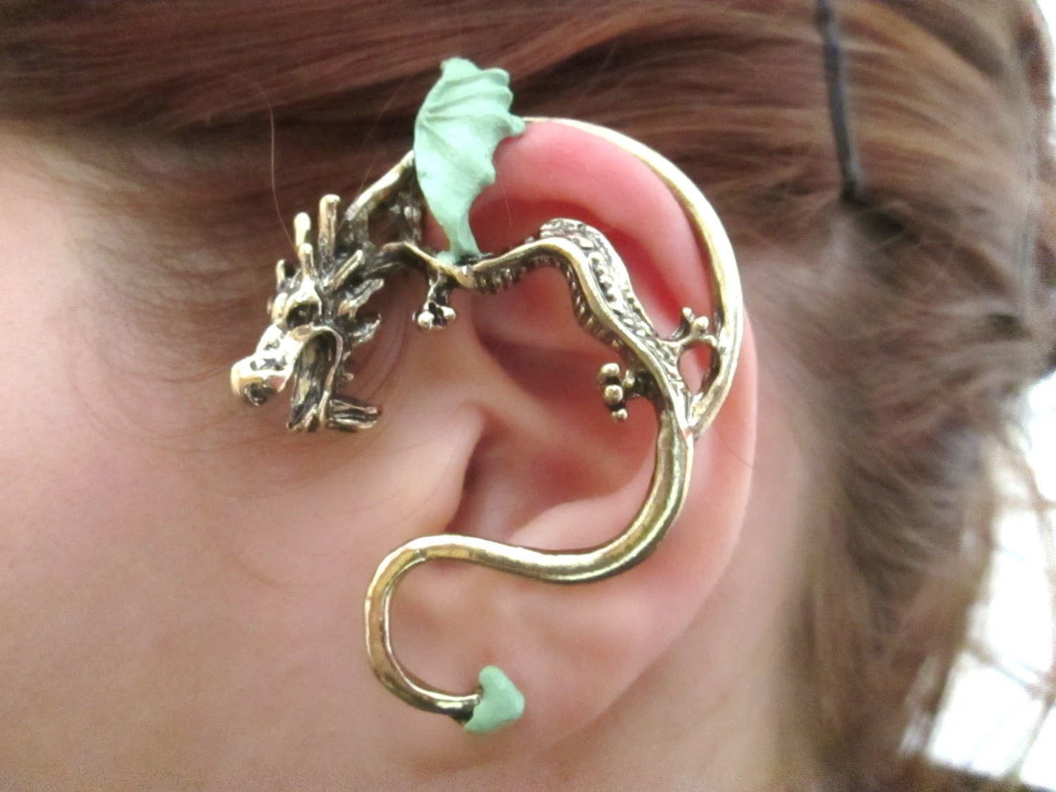 Mint green dragon ear cuff wrap