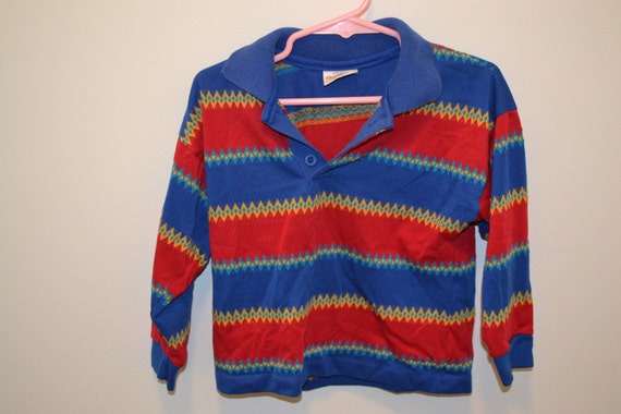 80s Healthtex polo striped shirt 4 long sleeve 70s rainbow