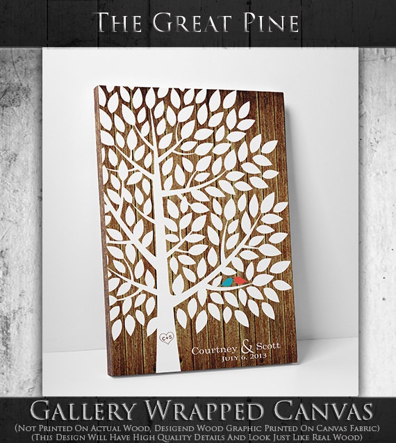 Unique Wedding Guest Book - The Great Pine - A Victoria Rossi Design - Canvas or Print - 100-300 guest sign in - 24x36