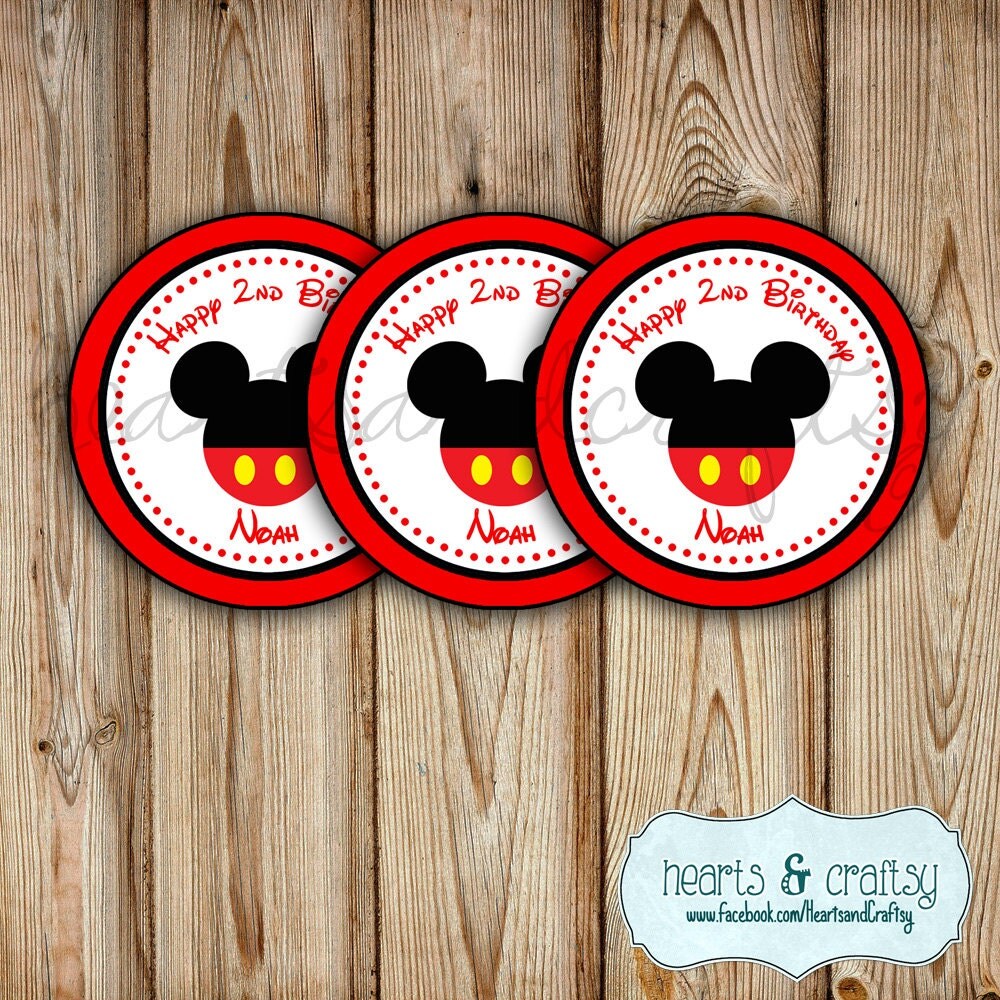 mickey mouse party favor tags stickers labels gift bag