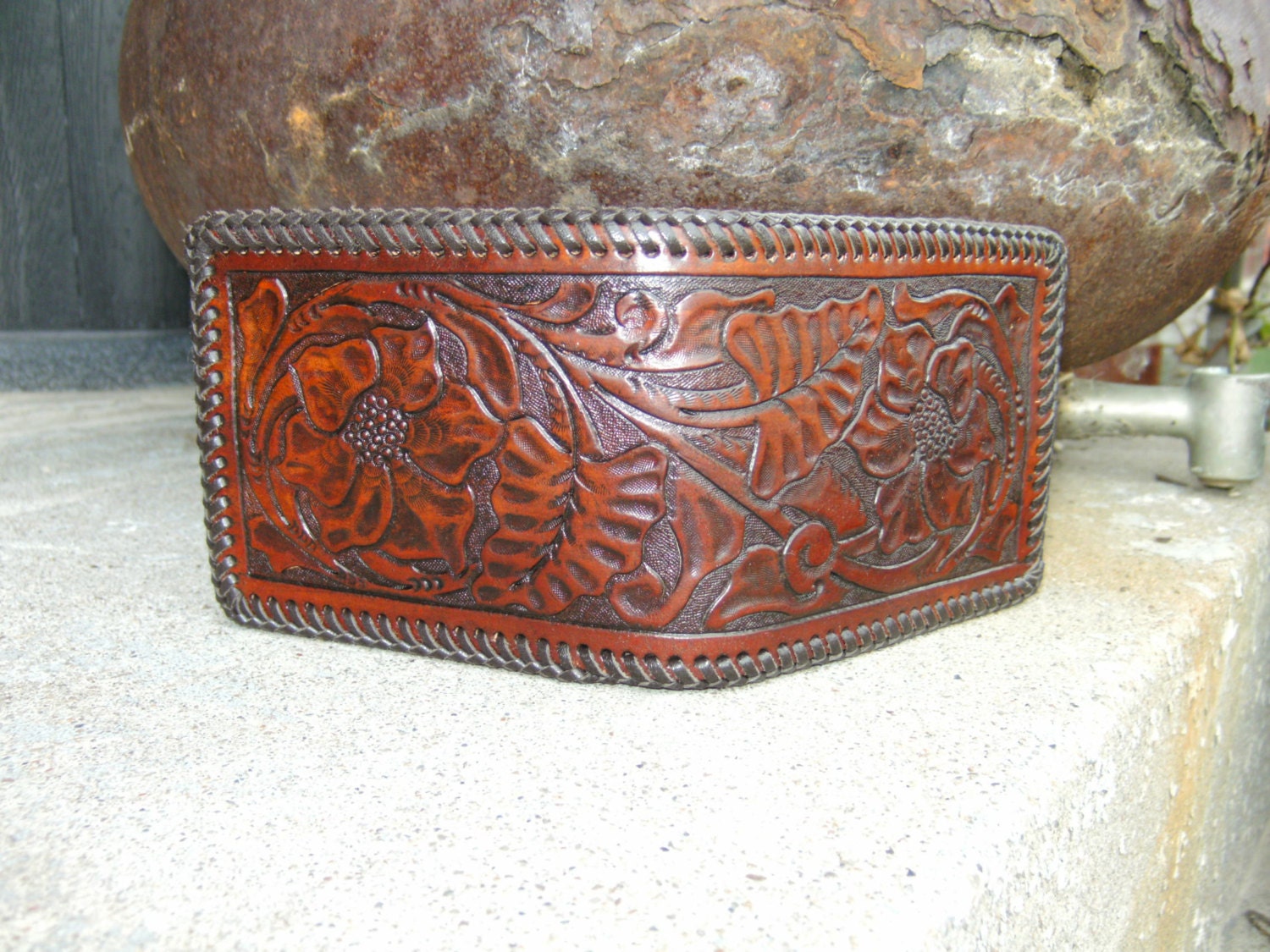 Men&#39;s Leather Wallet Hand Made Hand Tooled in