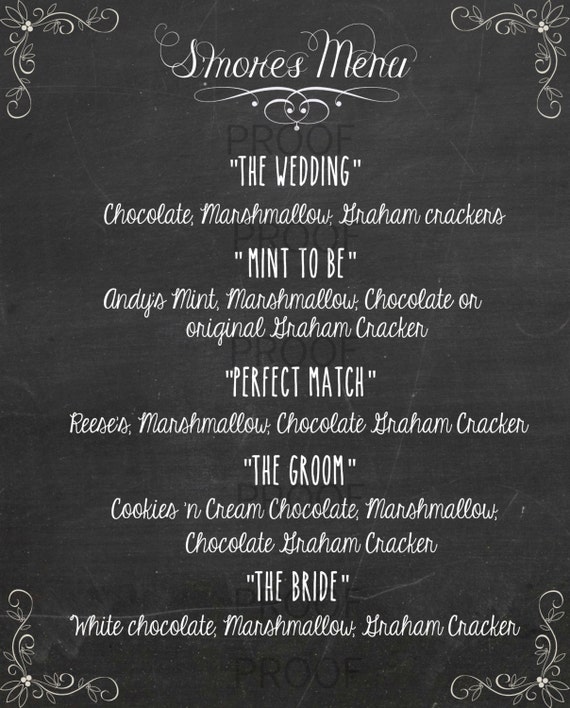 Chalkboard Wedding Cocktail Menu Printable by HeyShabbyMe on Etsy