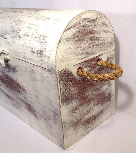 Large White Nautical Storage Chest Rustic White by ShabbyShores
