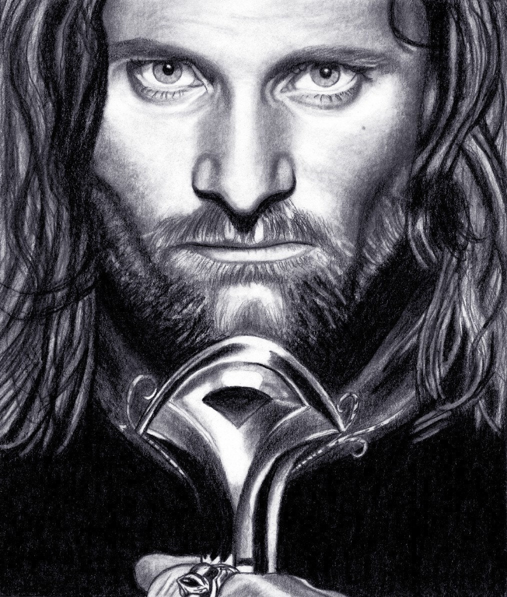 Drawing of Viggo Mortensen as Aragorn