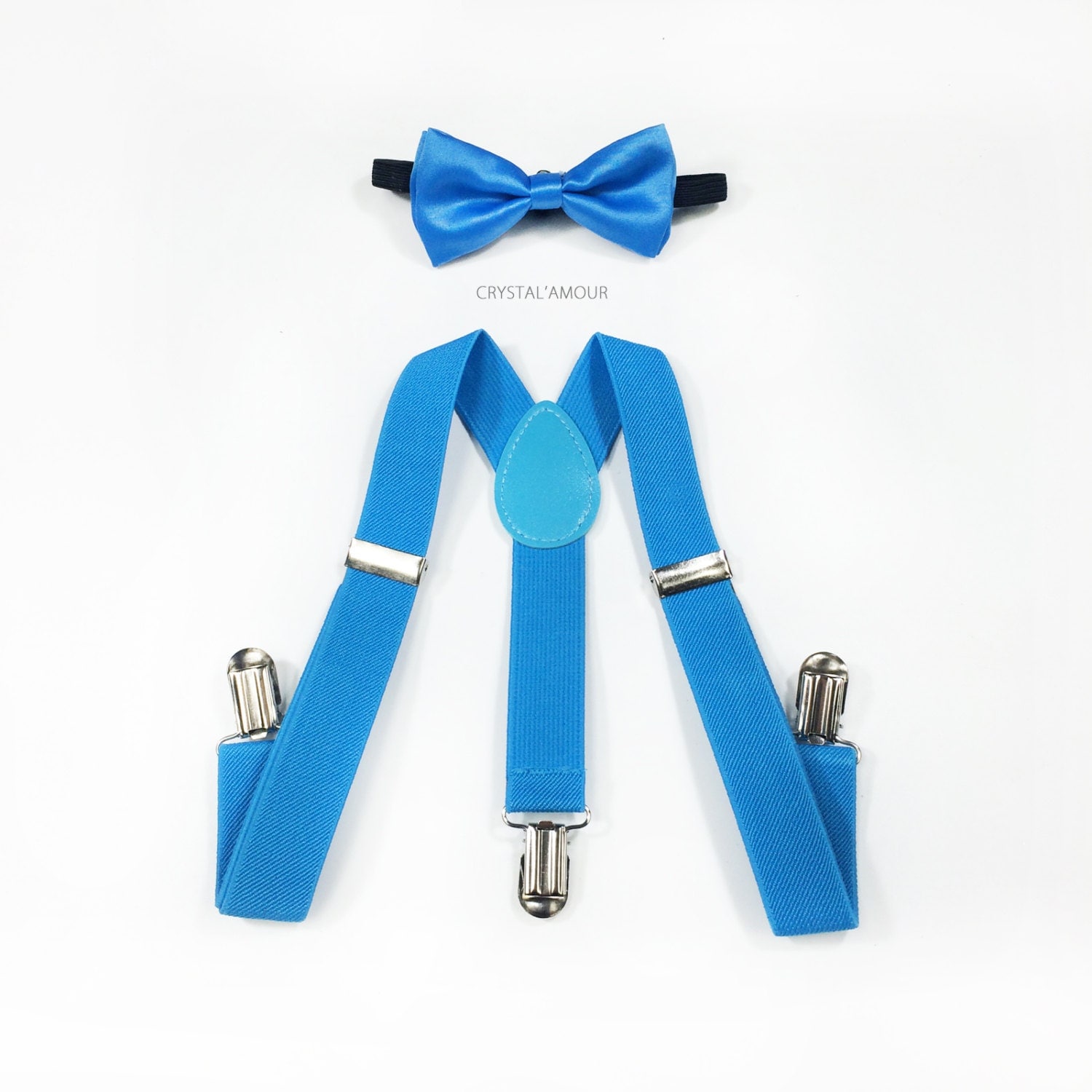baby boy/toddler bow tie and suspenders sky blue kids