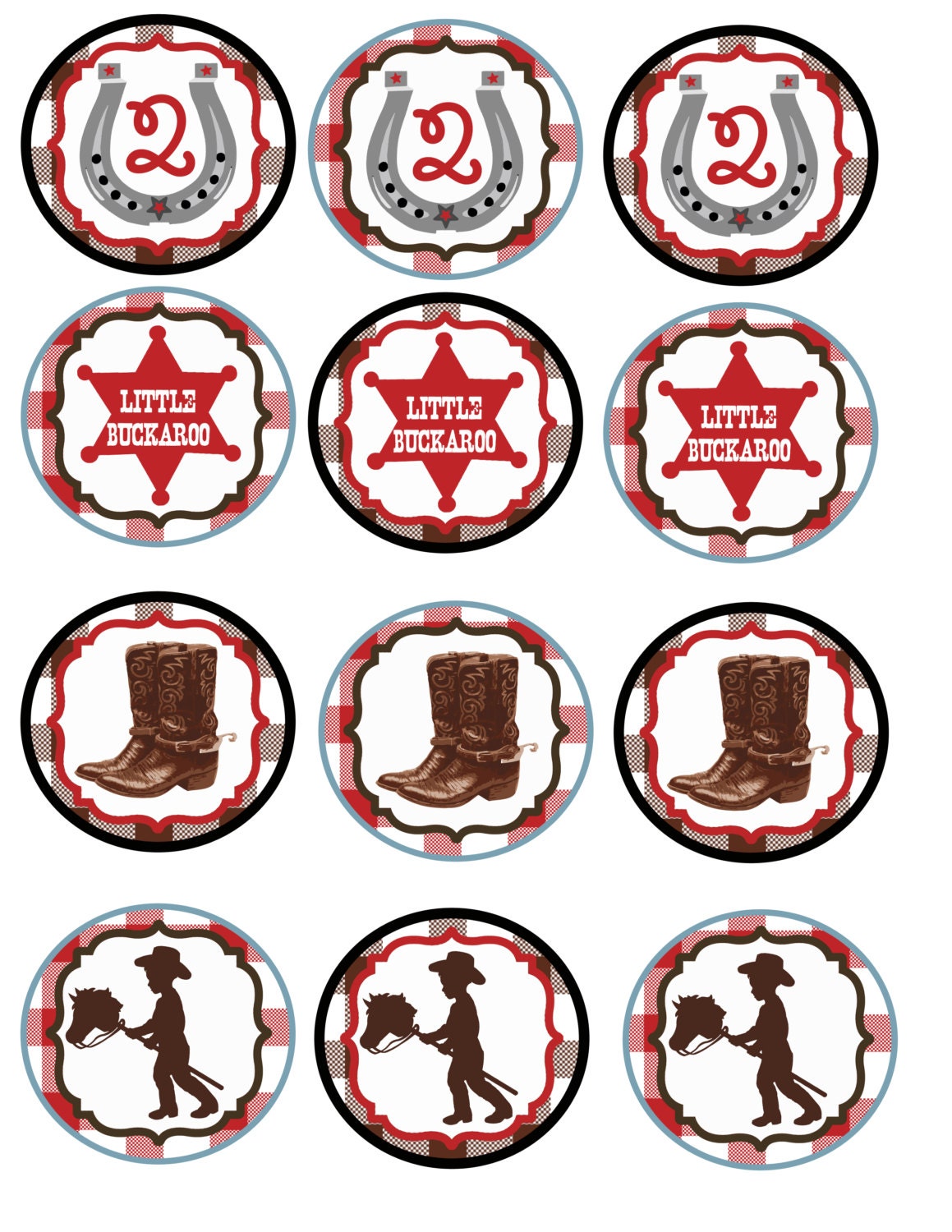 Western Cupcake Toppers Cowgirl Cowboy JPEG by DecorAtYourDoor