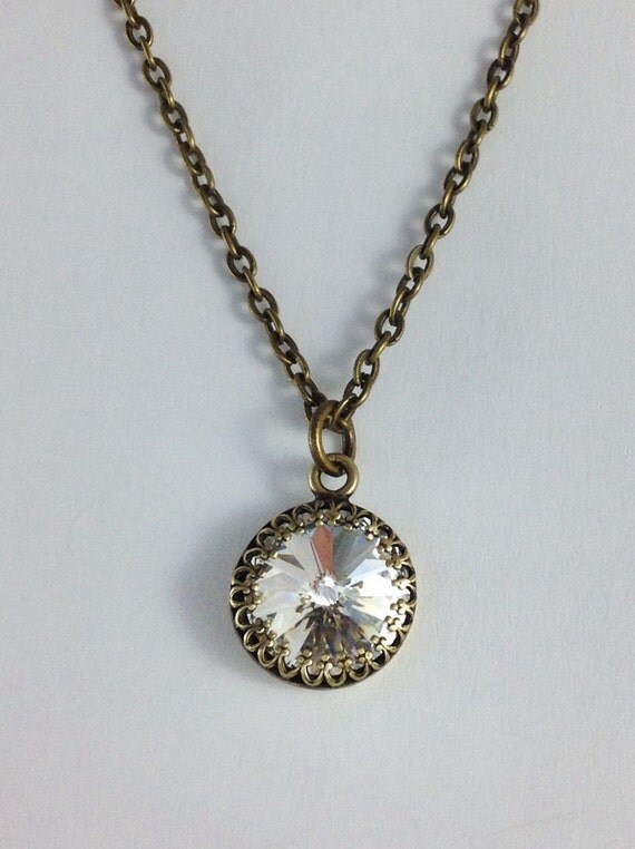 Clear Crystal Necklace Small Crystal Pendant by GemsByKelley