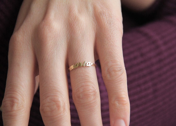 Two Name  Ring  14k Gold  Ring  Mother Ring  Sister Ring  Best