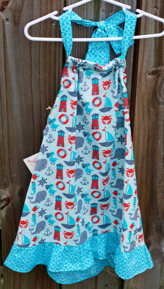 Nautical Girls Halter Dress Adorable Nautical by LaliLaneDesigns