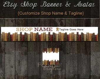 Etsy Shop Banner and Matching Avatar - Premade Books Store - Customize Shop Name and Tagline - Graphic Design Service - Books - Reading