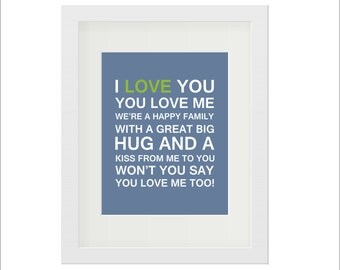 Love You You Love Me Song Music L yric Nursery Wall Art Print for ...