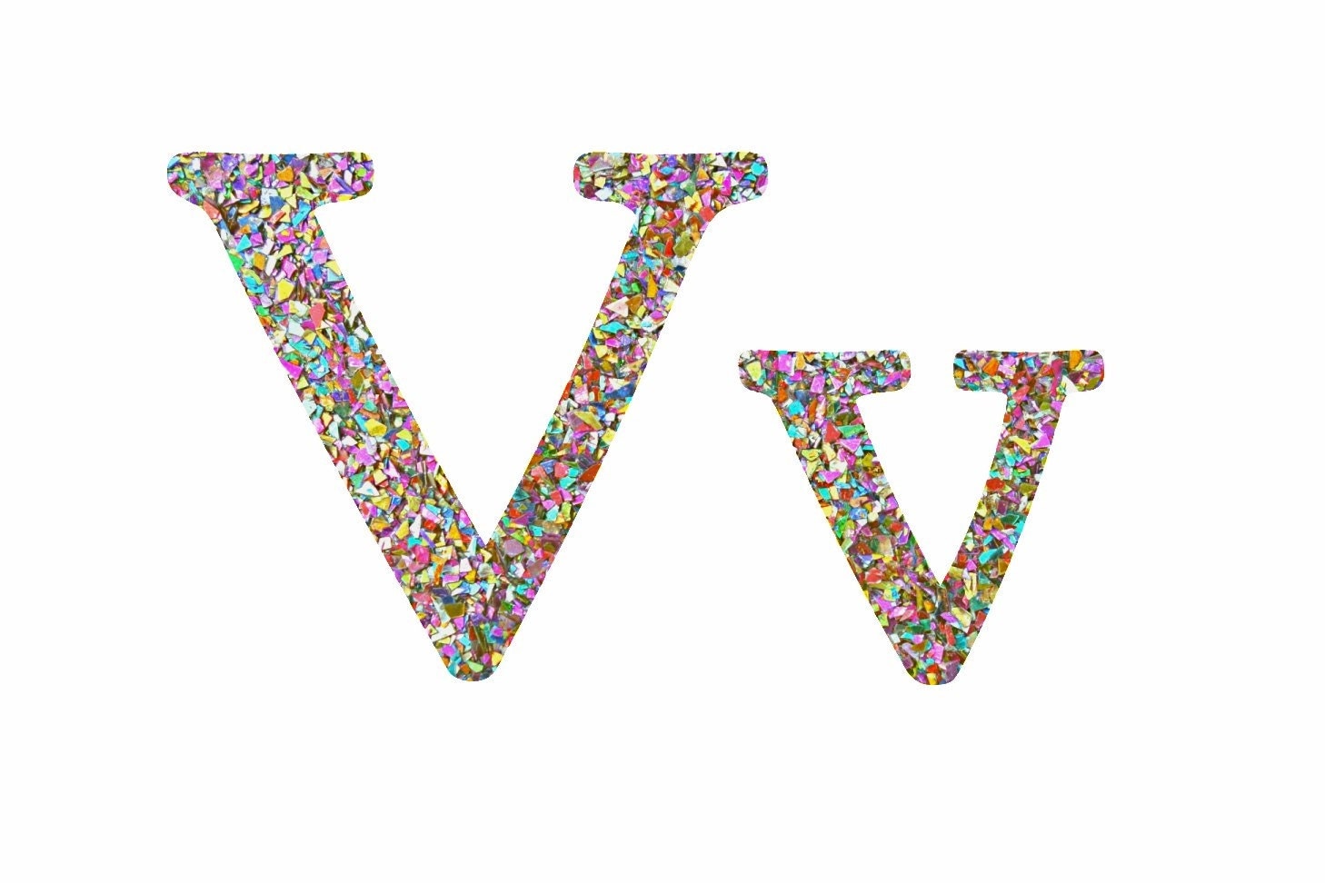 Glitter Letter V Resin Letter Filled with Glitter Glitter