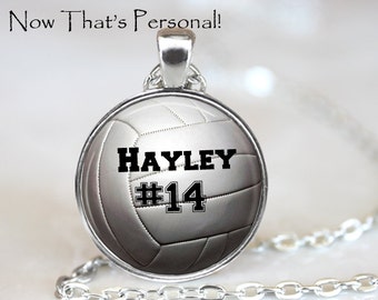 VOLLEYBALL NECKLACE with player's name and number - Personalized Volleyball necklace - Volleyball Player gift - sports jewelry