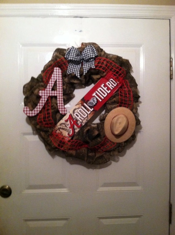 Camoflauge Alabama Roll Tide Burlap Wreath,Camo Bama Wreath,Camo Burlap Wreath,Camo Bama Burlap Wreath, Bama Camo Wreath,Camo Wreath